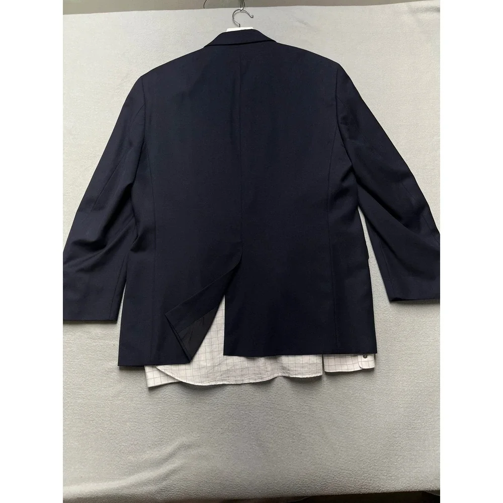 Lauren Ralph Lauren Mens Navy Blue 100% Wool Blazer Gold Crest Buttons 44R (42R)